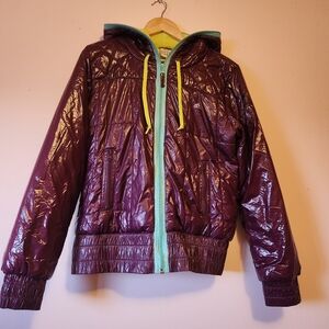 Adidas 2010 Dark Purple Quilted Puffer Jacket Size M EUC Retro Streetwear